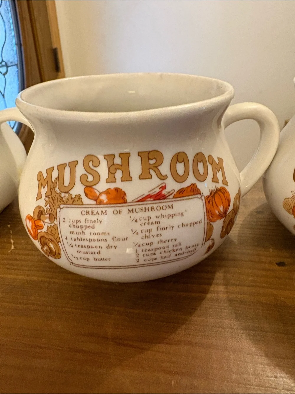 Ceramic Mushroom & Oxtail Soup Bowls - Cream Set
